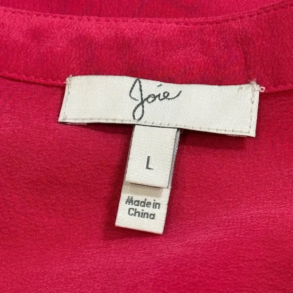 JOIE CARIDAD SPLIT NECK SILK TOP. LIPSTICK RED.